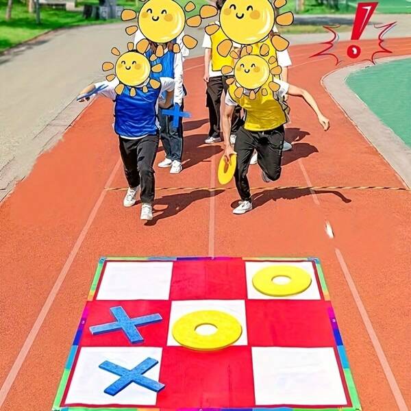 Giant Tic Tac Toe Game Set, 43-Inch Large Game Board With 6pcs 7.8-Inch Game Pieces, Interactive Multi-Player Challenge, Suitable For Team Building, Cooperation, Fun, Family Gatherings, Outdoor Activities, Beach Entertainment