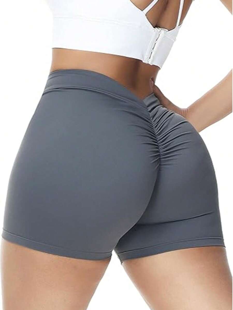Women's High Waist Sexy V Back Yoga Shorts For Tummy Control Fitness Athletic Workout Running Shorts Sport Butt Scrunch Booty Yoga Shorts Buttery Soft Tummy Control Gym Shorts For Workout Sport Running Biking - 深灰色 - 查看 1