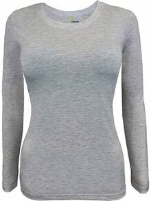 Women's Under Scrub Tee Crew Neck Long Sleeve-Shirt - Heather Charcoal - 查看 2