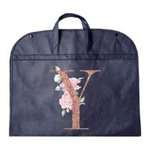 Portable Dustproof Clothing Covers Nonwovens Waterproof Clothes Dust Cover Tote Bags Rose Gold Initials A To Z Letter Pattern Clothes Dust Case Dress Protector Garment Bags Outdoors Close Organizer Dress Cover Suit Coat Storage Bag Garment Bags Wardrobe Hanging Garment Protector Cover Bag