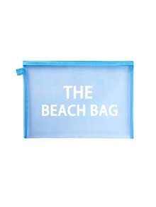 Maestra Beach-Themed Mesh Cosmetic Bag, Holds Lipstick & Makeup Sponge, Portable Transparent Makeup Pouch, Toiletry Bag, Travel Organizer - Multicolor - View 20