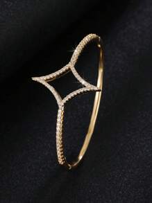 1 pulseira feminina luxuosa, minimalista e requintada, com design de estrela de quatro pontas e pequenos diamantes, adequada como presente de aniversário e feriado para esposa, família, amigos, amante, mãe, para uso diário, festa e festival