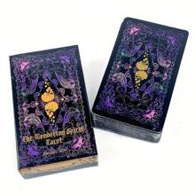 1 pièce TAROT DE L'ESPRIT VAGABOND : Un ensemble de 78 cartes à thème de voyage, avec des illustrations dorées de cartes géographiques éclaboussées et des autocollants de constellations Un guide pour la sagesse vagabonde pour le transfert d'âme Design mystérieux violet et noir, un outil de croissance spirituelle, un emballage élégant et des illustrations détaillées