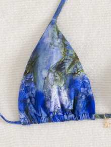 Set de bikini sexy cu imprimeu fluturi, spate fără bretele, cu top halter cu nod, fund asortat și fustă de plajă, stil boem pentru vacanța de vară - Multicolor - Vizualizare 4