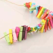 New  100Pcs Clos  String, 1.4Inch Wooden Clos Pins  98Ft Jute Twine, 10 Colors Photo Clips, All Baby Shower Dr Clips, Crafts Clos For Wedding, Birthday - 10 Color - View 7