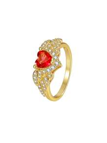 Charm-In 18 Karat vergoldeter Messing luxuriöser, vielseitig einsetzbarer Damenring mit Multi-Zirkonia, Valentinstags-Geschenk