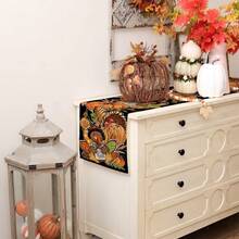 1pc, Pumpkin Leaves Thanksgiving Turkey Fall Table Runners, Give Thanks Pumpkin Holiday Indoor Outdoor Table Decoration For Home