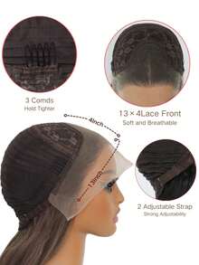 150 密度 24 英寸米棕色渐变铂金色长波浪合成蕾丝前假发预拔臭鼬条纹挑染白金色灰棕色无胶 13x4 女士蕾丝前假发 - 間色 - 查看 9