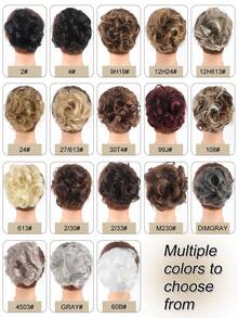 [卷发] 卷曲波浪合成接发别致凌乱发髻发饰，适合女性，爪夹发髻，用途广泛且易于造型 - 彩色 - 查看 4