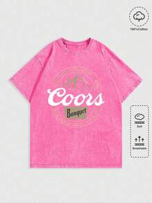 Coors Mountain Logo Men's TShirt, Banquet Beer Print, Premium Quality Print, Durable And Longlasting, Casual Fashion Style - Pink - View 2