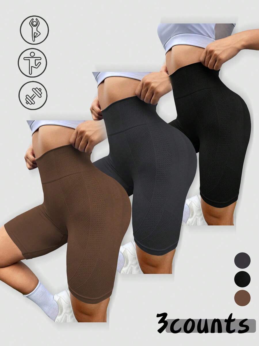 Quần short xe đạp nữ 3 chiếc, nâng hông màu đào, quần áo mùa hè, quần short Bermuda, quần short thể thao & ngoài trời - Nhiều màu - Xem 1