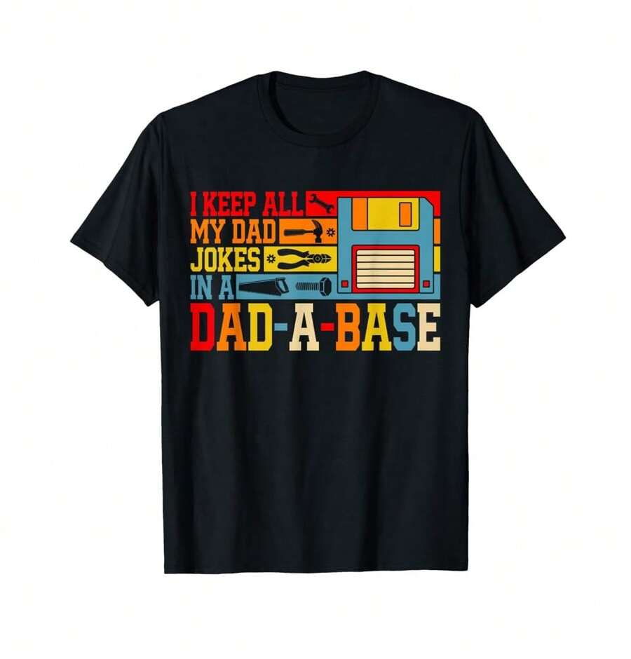 Camiseta de regalo para el Día del Padre con chistes divertidos de papá en estilo vintage para hombres, para regalar al hijo - Negro - Ver 1
