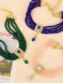 1 pieza Elegante collar de mujer con cuentas y colgante de gota de agua, collar tipo choker de estilo marroquí, joya de novia vintage como regalo