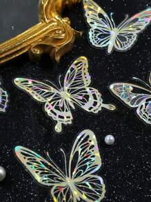 1 Pack 20pcs Butterfly Shell Gloss PET Stickers, Hollow Die Cut Scrapbooking Decor, School Supplies,Back To School