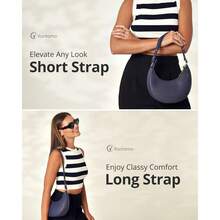 Local Delivery Vantamo Crescent Bags For Women With RFID Protection, Half Moon Clutch Purses For Women With Anti-Theft Clip For Extra Safety - Navy Purple - View 3