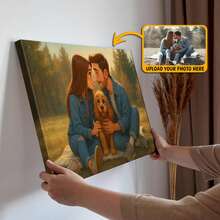 Custom Cartoon Couple Canvas Print, Personalized Photo To Canvas Art, Unique Anniversary Gift For Couples, Wedding Gift, Handmade Portrait Art - Upload Photos And Have Them Processed By Professional Designers,Graphic Print,Warm Ambience, Autumn Home Refresh, Scandinavian Cozy Home, Warm Ambience,Home Harmony - As Shown - View 6