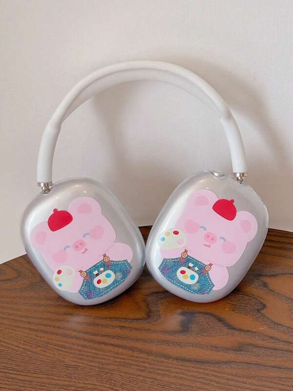 1 Pair Cute Pig Head TPU Transparent Protective Case Compatible With Apple Max Headphones, Anti-Dust, Anti-Drop, Waterproof, Scratch-Resistant Earphone Cover Shell