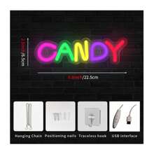 1 pezzo Insegna al neon a LED a forma di caramella per decorazione da parete e tavolo, luci al neon alimentate a USB, per camera da letto, stanza dei bambini, bar, matrimonio, festa