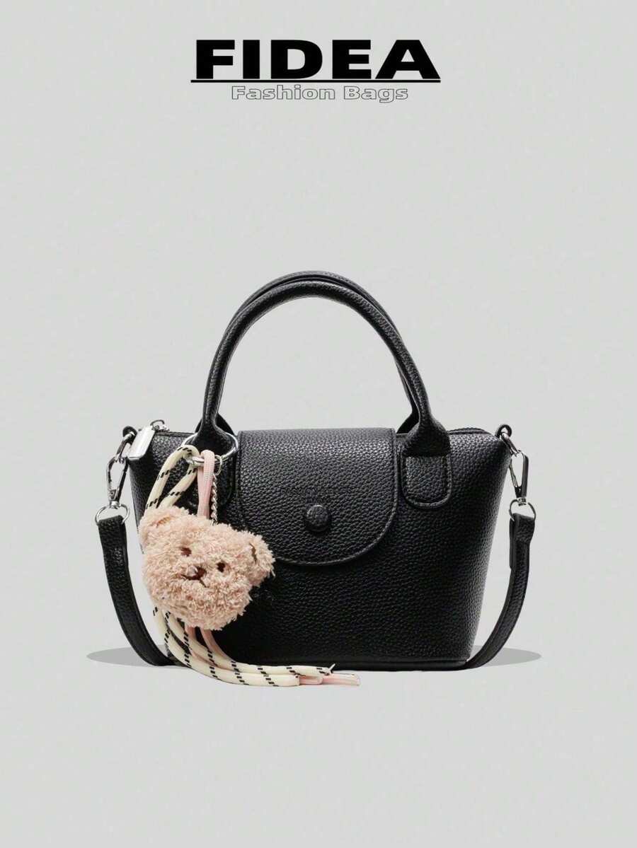 New Fashionable Women Tote Bag, Solid Color Simple PU Dumpling Shape Bag With Sophisticated High-End Vibe, Rope Pendant, Suitable For Dating, Shopping, Versatile And Refined
