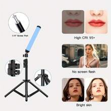 Lampe vidéo 360° RGB Baguette d'éclairage de photographie Lampe LED colorée pour fête Remplissage de lumière portable Éclair Speedlight pour diffusion en direct Prise de photo Maquillage