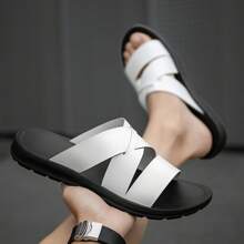 Men's Summer Soft Sole Criss-Cross Strap Beach/Holiday Sandals, Comfortable Anti-Slip Fashionable Casual Indoor/Outdoor Flip Flops