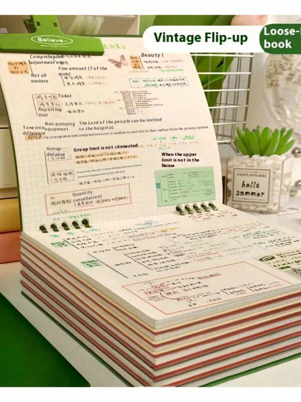 Gradient Color Spiral Notebook, Great For Students Going Back To School, Inner Core Grid And Horizontal Lines For All Kinds Of Office People