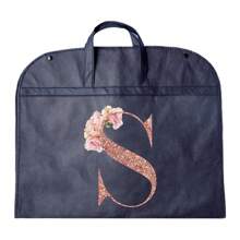 Portable Dustproof Clothing Covers Nonwovens Waterproof Clothes Dust Cover Tote Bags Rose Gold Initials A To Z Letter Pattern Clothes Dust Case Dress Protector Garment Bags Outdoors Close Organizer Dress Cover Suit Coat Storage Bag Garment Bags Wardrobe Hanging Garment Protector Cover Bag