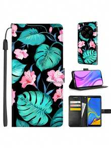 Wallet Phone Case With Floral Pattern, Suitable For Honor, Card Holder Kickstand, Synthetic PU Leather Cover, Daily & Festival Gift With Lanyard - Multicolor - View 2