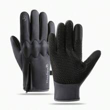 1 Paio di guanti ciclismo invernali, guanti da sci per esterni, imbottitura in pile caldi e spessi, compatibili con touchscreen, antifreddo per uso casual quotidiano, unisex