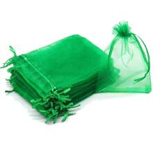 Pack Of 100 Gift Organza Bags Light Green