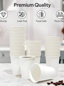 100 chiếc cốc giấy dày màu trắng, cốc cà phê trà sữa dùng một lần, cốc giấy thủ công dùng một lần màu có nắp, cốc giấy cà phê/trà sữa dùng một lần cách nhiệt hai lớp, lễ hội, tiệc tùng, tiệc Giáng sinh - Nhiều màu - Xem 2