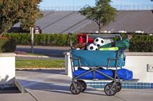 MacSports Double Decker Wagons Carts Heavy Duty Foldable Outdoor Collapsible Cart Portable Lightweight Utility Cart, All Terrain Sports Wagon For Camping Gear, Groceries, And More (Teal)