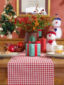 1 Peça Trilho de Mesa Xadrez Vermelho de Natal, Xadrez Vermelho e Branco Clássico, Adequado para Mesa de Jantar, Armários, Prateleiras, Capa Protetora, para Festas, Comemorações, Casamentos, Ano Novo, Decorações de Natal e Ação de Graças