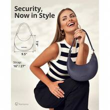 Local Delivery Vantamo Crescent Bags For Women With RFID Protection, Half Moon Clutch Purses For Women With Anti-Theft Clip For Extra Safety - Navy Purple - View 2