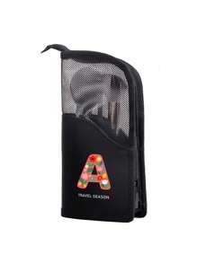 26 Alphabet Letter Pattern Makeup Brush Bag, Women Travel Storage Pouch, Large Capacity Cosmetic Organizer