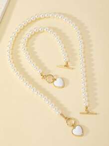 1 Set Elegant Beaded Necklace And Bracelet