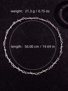 1pc Fashionable Minimalist Punk Style Thorn Silver Necklace, Versatile Collarbone Chain For Men, Suitable For Work And Daily Wear