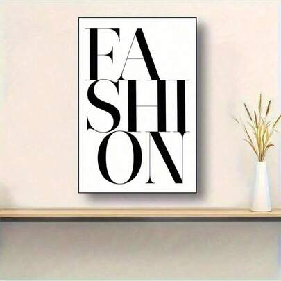 1pc No Frame Minimalist "FASHION" Bold Lettering Canvas Print Art, Black And White Wall Arts Posters,Vintage Style Poster, Home/Office/Boutique Decor, Room Decor,Gift For Fashion Lovers And Designers