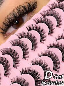 Rikuaild 10 Pairs D Curl Volume Faux Mink Eyelashes Cat Eye Lashes Crossed Natural Lashes Dramatic Look Soft Lash Cross Wispy Reusable Eyelashes - Russian Strip Lashes 3 - View 7