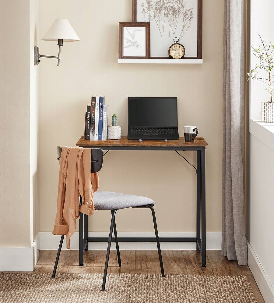 Bureau d'Ordinateur, Table, 50 x 80 x 76/50 x 100 x 76/60 x 120 x 76/60 x 135 x 76 cm, pour Bureau, Chambre, Salon, Cadre en Métal, Marron Rustique et Noir d'Encre - Tabac - Voir 1
