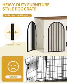 HaluPeit 108 cm Gabbia per Cani, Tavolo Supplemento, Cuccia Moderna per Cani Interno, Kennel Cane Medio, Casetta per Animali, 3 porte, Porta ad arco, 64 x 108 x 76 cm - Castano - Visualizzare 5