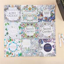 1pc English Version Secret Garden Coloring Book For Adults, Stress Relief Hand Drawing Painting Book, Student Graffiti Drawing Book