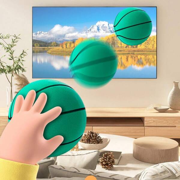 1 Stück 18cm schallgedämpfter Indoor-Basketball aus Schaumstoff, unbeschichteter geräuscharmer Basketball, geeignet für verschiedene Aktivitäten in Innenräumen