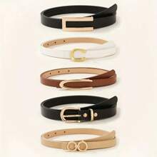 4 Stücke/5 Stücke Damen minimalistische ultra schmale Taillengürtel, vielseitig einsetzbares Anzubehör-Set
