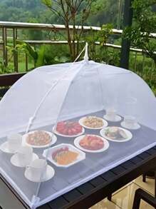 1pc Large White Pop-Up Mesh Food Cover Tent - Collapsible And Washable, Suitable For Picnics, BBQs, Parties And Outdoor Dining - Anti-Insect Kitchen Accessory/Garden/Wedding/Garden Decor/Holiday Essentials/Kitchen Accessories/Bedroom Decor/Fathers Dad Gift/Room Decor/Kitchen/Home Decor/Travel Essentials/Camping/Room Decor Bedroom/Home/Travel/Birthday Decorations