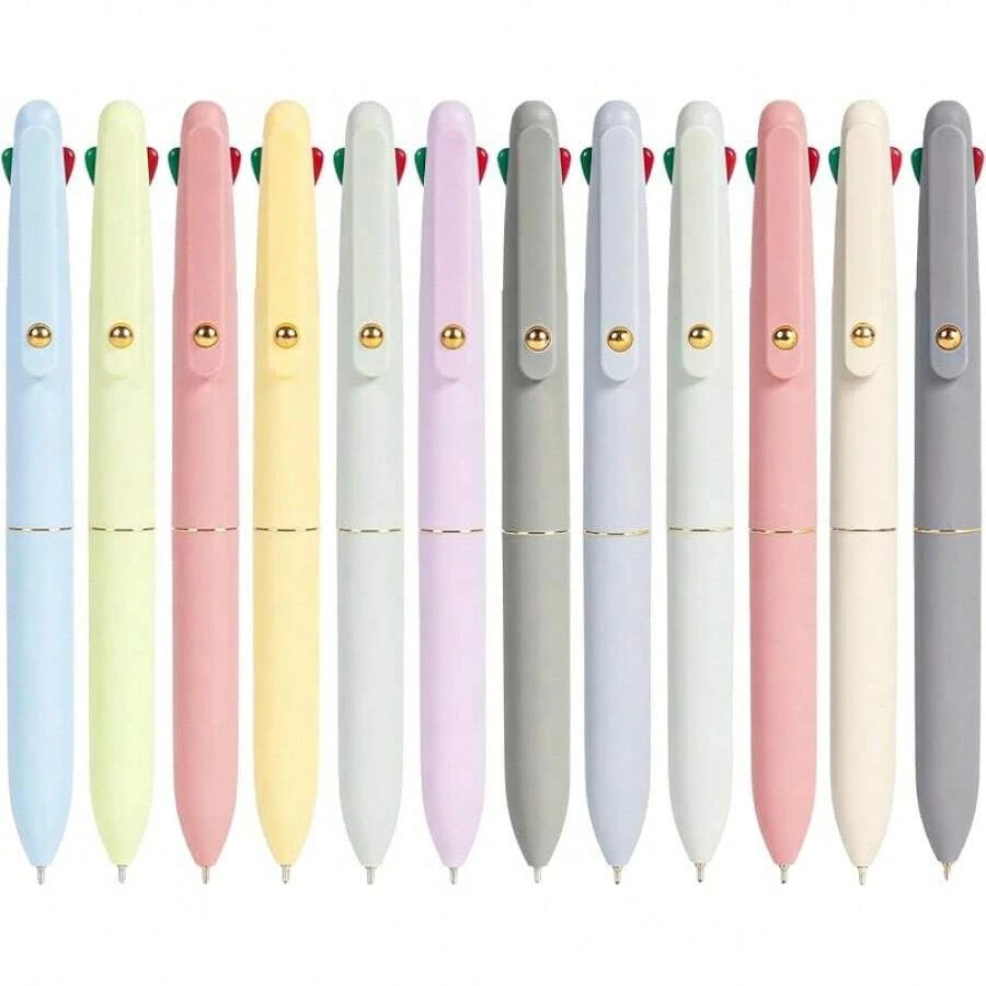 Ddaowanx Multicolor Pens, 4-In-1 Colored Ballpoint Pen 0.5mm Fine Point Smooth Writing,Nurse Accessories Work,Gifts Teen Girls,6-Count - 12塊莫蘭迪+馬卡龍 - 查看 1