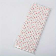 [Quantity Options] Pink Paper Straws - Summer Fruit Party Supplies, Beverage Straws, Suitable For Parties, Holidays, Beach, Birthdays And Holiday Gatherings, Party Tableware | Cute Design | Pink-Themed Products,School Supplies - 100 Pieces - View 4