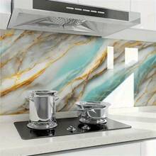 1pc Green Jade Gold Marble Pattern Wallpaper, PVC, Waterproof And Stain-Resistant, Suitable For Decorating And Renewing Kitchen, Bedroom, Living Room, Furniture And Countertops