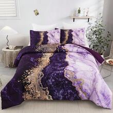 3Pcs Purple Landscape Style Comforter Set Double Queen King Size,Bed In A Bag Green Bedding Sets Botanical Microfiber Comforter Soft Lightweight Bed Set With Pillowcases,,Wedding Items,Valentines Day Home Bed Room Decor,Easter Ramadan Gifts,All Season - Purple01 - 查看 1