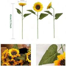 3/6pcs 17.7 Inch Artificial Sunflower Flowers. Suitable For Outdoor Garden Decor, Indoor & Outdoor Decor, Vase Decor, Fake Plants, All Season Decor, Room Decor, Home Floral Decor, Indoor & Outdoor Garden, Window, Porch, Planters, Wedding Ceremony, Party Decor, Birthday Party Accessories